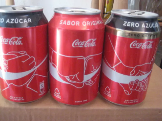 Lote 3 Latas De Coca Cola ,Vacias, Serie De Hace Ya Algunos Años Saludos