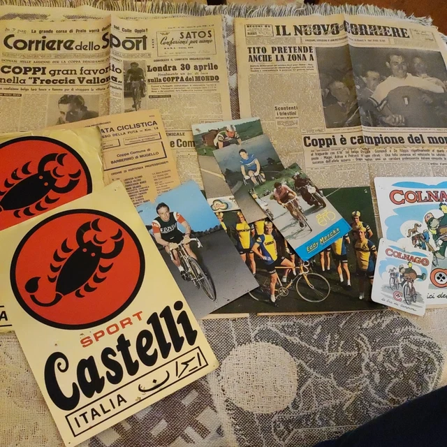 Ciclismo Lotto Coppi Campione Del Mondo 1953 E Cartoline Adesivi Vari