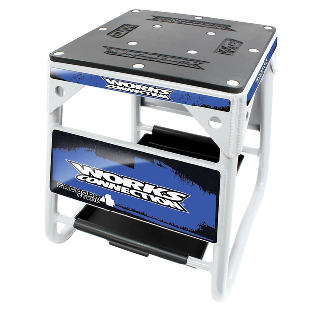 Works Connection Factory 4 Stand White w/Blue Decals Motorcycle Dirt Bike MX
