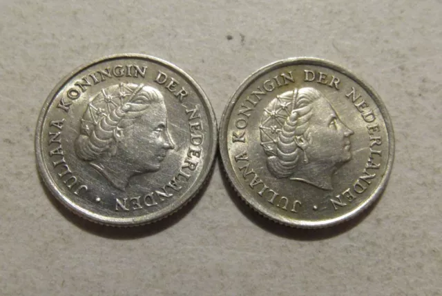 Silver 1959 And 1960 Netherlands 1/10 Gulden