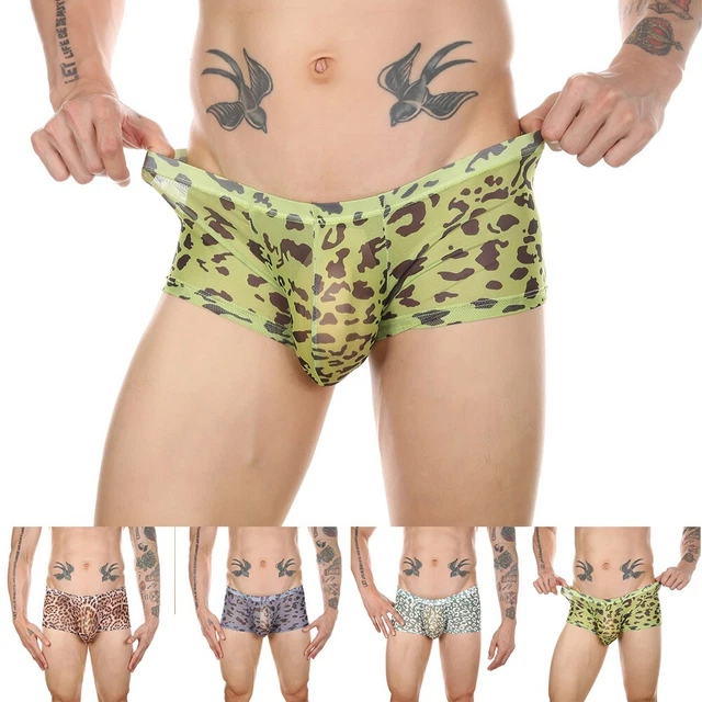 Men Sexy See-through Boxer Briefs Sheer Mesh Pouch Underwear Panties Lingerie  .