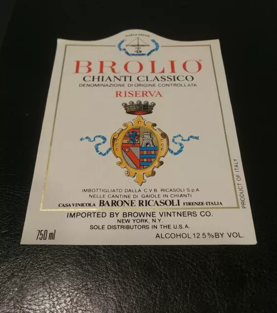 Brolio Riserva ~Chianti Classico  ~Barone Ricasoli ~Italian Wine Bottle Label