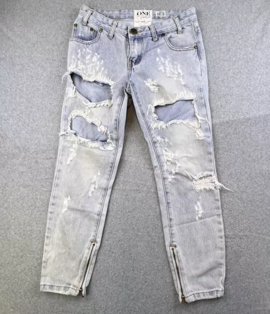 One Teaspoon Jeans Womens Size 26 Light Wash Low Waist Rigid Skinny Free Birds