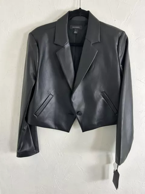 Halogen Black Faux Leather Short Jacket Lined Medium NWT Nordstrom