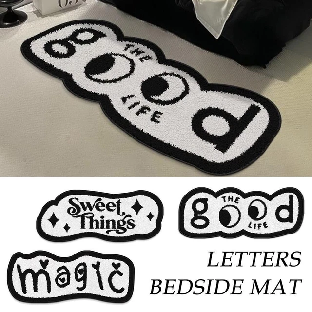 Tappetino comodino lettere morbido peluche tappeto bagno pavimento camera da letto bambini zerbino.
