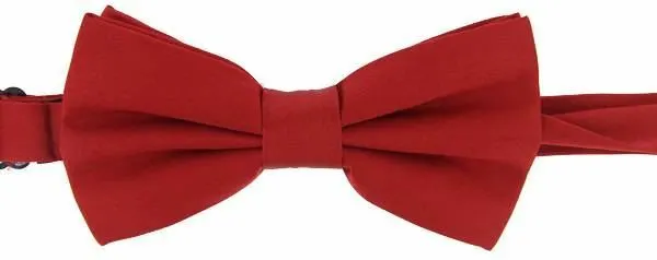 David Van Hagen Mens Plain Satin Silk Bow Tie - Red - Tied ()
