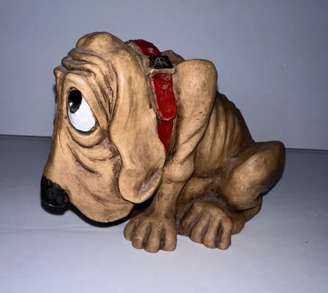 VTG 1983 Alpha Rez Wood Resin Sad Eye Skinny Bloodhound Basset Hound Figurine