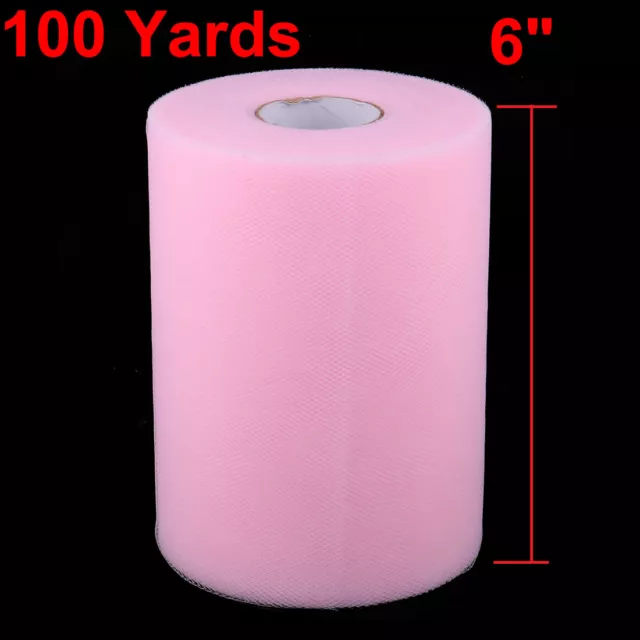 6"x100Yd Rouleau Tulle Mariage Tutu Cadeaux Artisanat Décor Tissu Rose 2