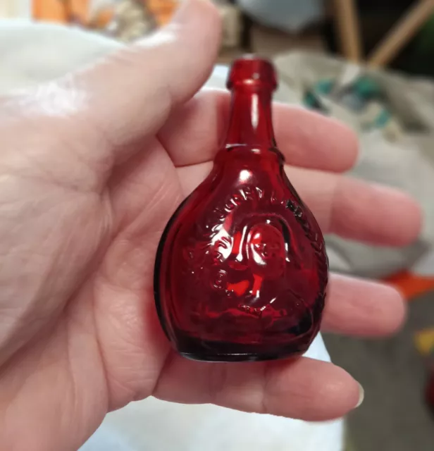 vintage Wheaton bitters bottle, JENNY LIND, colored glass, RED vintage Wheaton bitters bottle, JENNY LIND, colored glass, RED