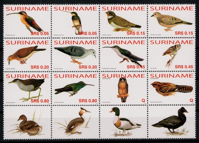 Surinam; Vögel 2006 im ** 12er.-Block  (35,-)