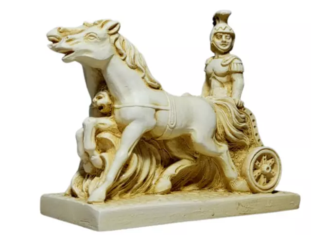 Achilles Chariot Statue Made of Marble Handmade Ancient Greek Sculpture