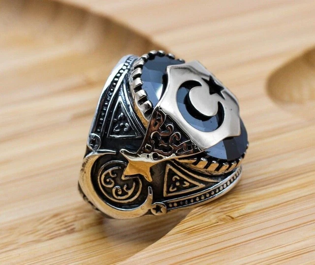Bague pour homme Onyx Bague pour homme faite à la main en argent 925k avec...