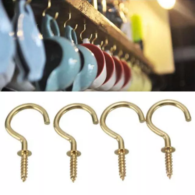 Brass Key Cup Hooks Screws Plant Coat Hanger Jewelry Display Holder
