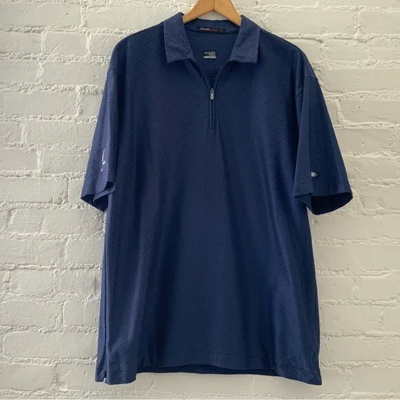 Nike Dri Fit Mens Large Blue Short Sleeve Polo Tiger Woods Golf Polo Shirt Sport