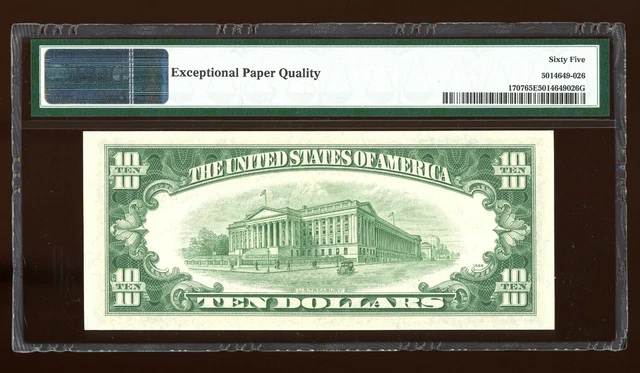 DBR 1953-A $10 Silver Fr. 1707 Gem PMG 65 EPQ Serial A10518246A 2