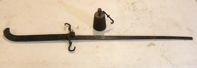 Antique Sargent 600 lb 57" Beam Scale or Steelyard W/ Cast Iron Weight Farm Tool
