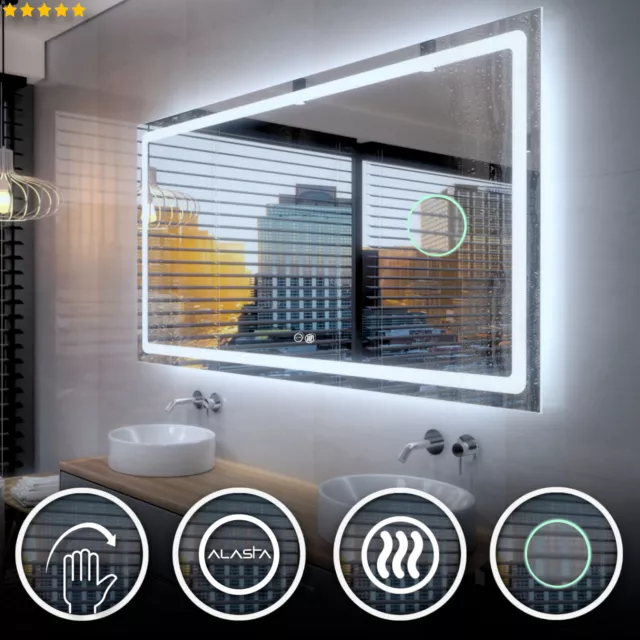 HOUSTON LED Espejo de Baño Espejo de Pared Iluminado | interruptor | cosmético