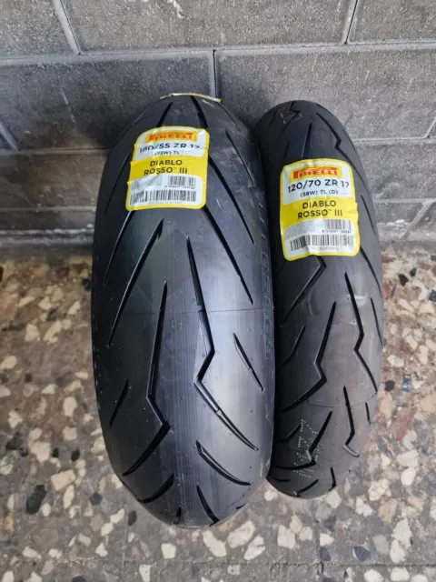 Coppia 120/70 ZR17 58W 180/55 ZR17 73W PIRELLI DIABLO ROSSO 3 DOT2024 ANT