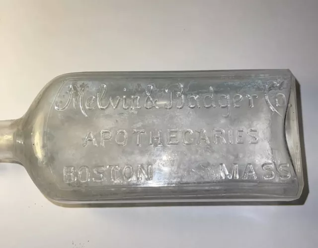 Antique Glass Melvin & Badger Apothecary Bottle - Boston, Mass