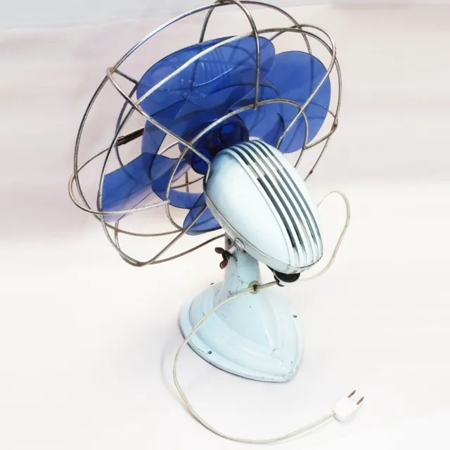 VTG Westinghouse MCM Tilt Fan AL10-1 Deco BLUE Blades USA 2-SPD Works SEE VIDEO