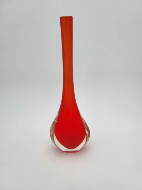 Murano Glas Vase Solifleur 30 cm # Flavio Poli Seguso Sommerso # 60er Midcentury