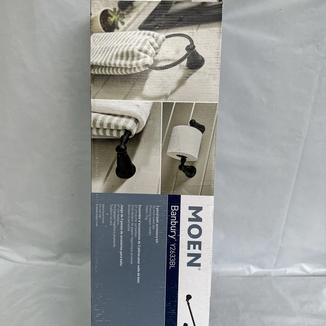 Moen Banbury 3 Piece Bathroom Hardware Accessory Set Matte Black Y2633BL AM7