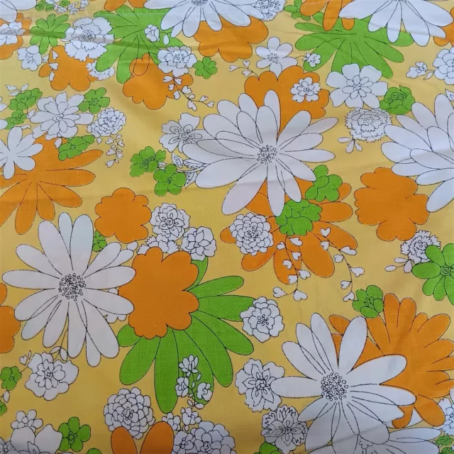 Vtg Cannon Sheet Set Full/Double Blossom Festival 60s 70s Yellow Orange Daisy
