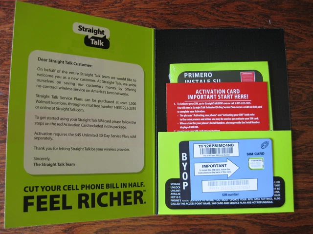 Straighttalk At&T Sim Card Iphone 13 12 11 Xs X Xr Max 8 7 Galaxy Activation Kit