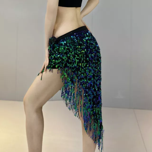 Womens Sequin Tassel Skirts Fringe Hip Scarf for Festival Stage Performance Show