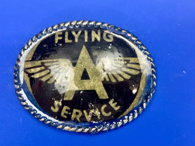 A W/ wings - Pilot's Airplane Flying Service large custom Vintage belt buckle 2