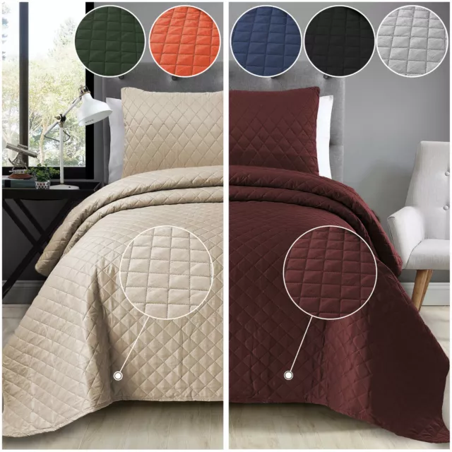 Luxury 3 PCs Quilted Bedspread Embossed Comforter Set DOUBLE KING SIZE Bed Throw