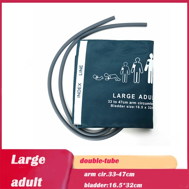 Large Adult Double-tube Blood Pressure Cuff NIBP Cuff 33-47 cm Arm Circumference