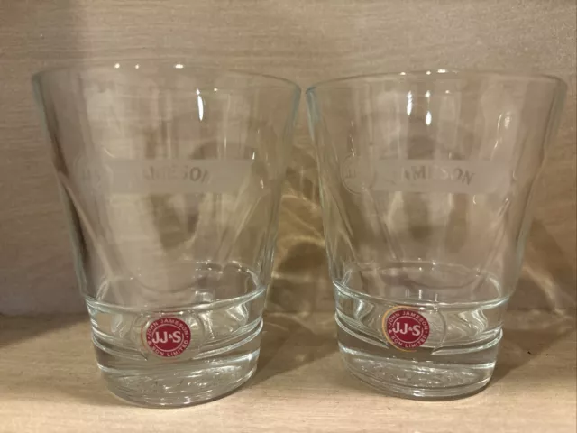 Jameson Irish Whiskey Lowball Bar Glasses JJ&S Limited Red Label Set of 2