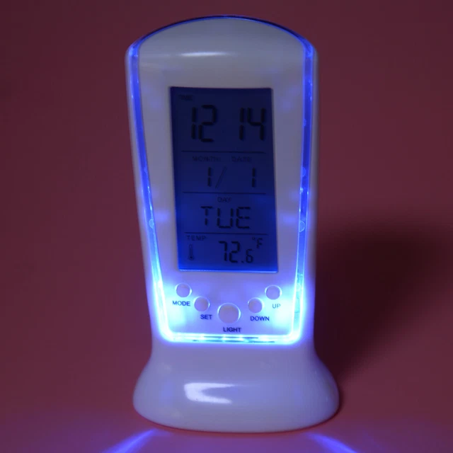 est Réveil de bureau Affichage LED numérique Calendrier musique Date Alarm Clock