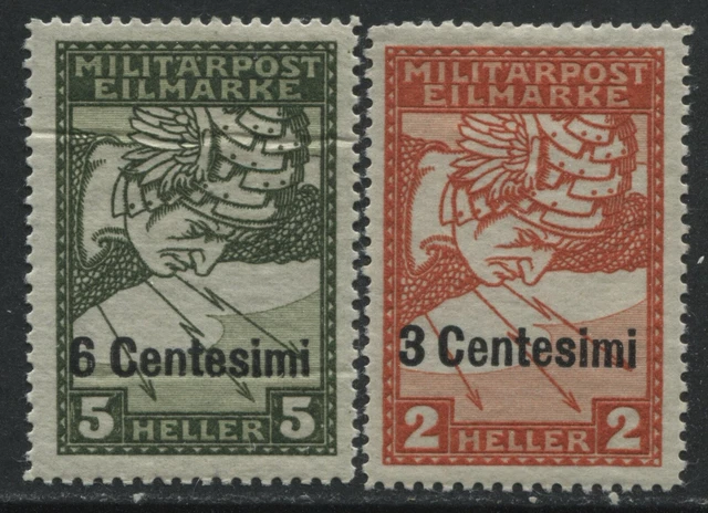 Italy 1918 Occupation Special Delivery stamps overprinted 3 and 6 centesimi mint