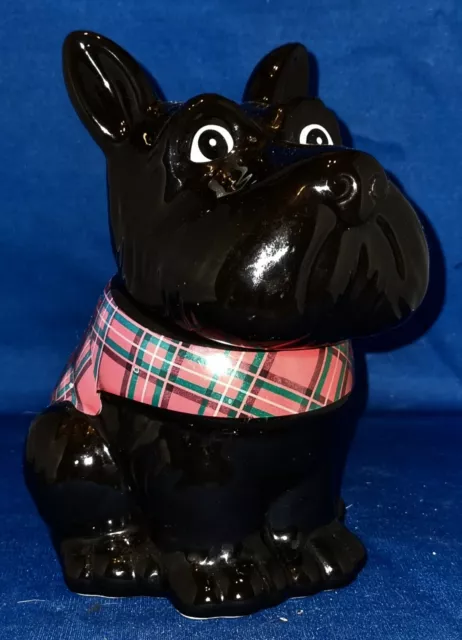 Black Westie Scotty Scottish Terrier Dog Biscuit Cookie Jar Ceramic Tartan 3