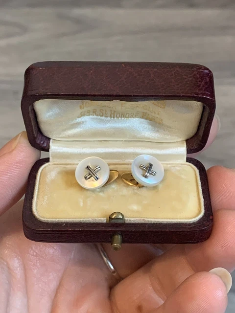 Anciens boutons de manchettes or 18 carats Hersant & fils Paris XIX eme