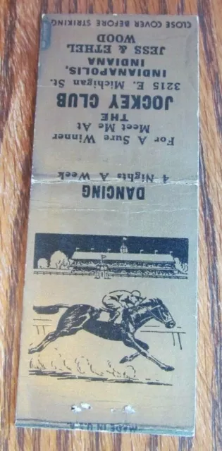 Horse Racing Sports Matchbook Matchcover: Jockey Club (Indianapolis Indiana) E13