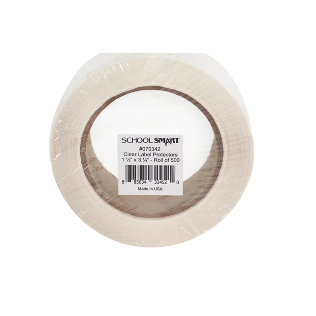 School Smart Vinyl Label Protectors, Round Corner Rectangle, 1-1/2 x 4 Inches...