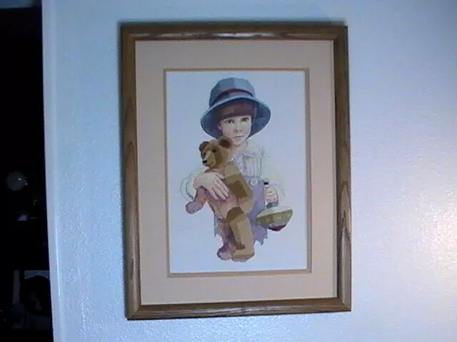 Niño Oso de Peluche Completado Bordado Estampado con Aguja Puntada de Cruz 19,5x16