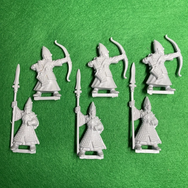 Warhammer High Elf Spearmen Archers Plastic Lot x6 Games Workshop 1995 Elves 90s