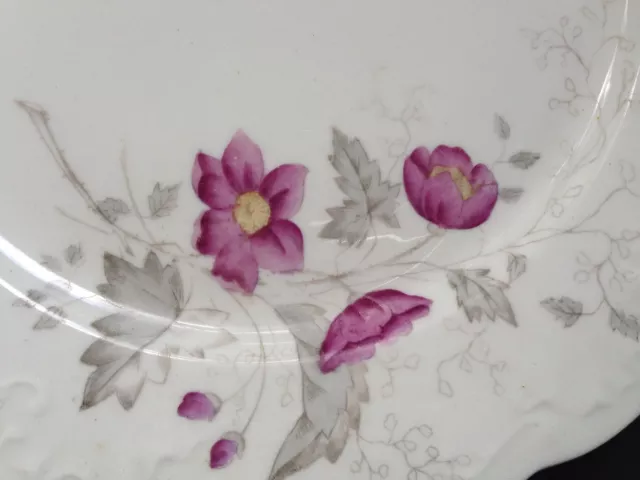 OP Co Syracuse China SY1126 Pink Yellow Flowers Gray Leaves - 10" DINNER PLATE 2