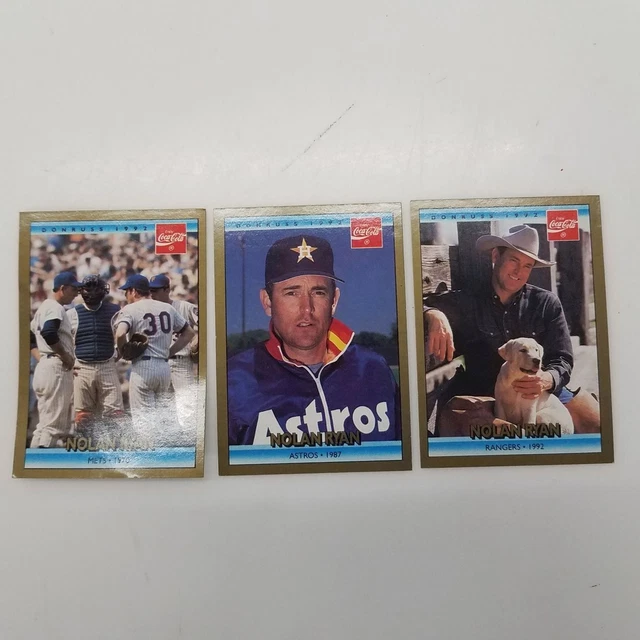 Nolan Ryan 1992 Donruss Coca-Cola Baseball Cards Lot of 3 Nolan Ryan 1992 Donruss Coca-Cola Baseball Cards Lot of 3
