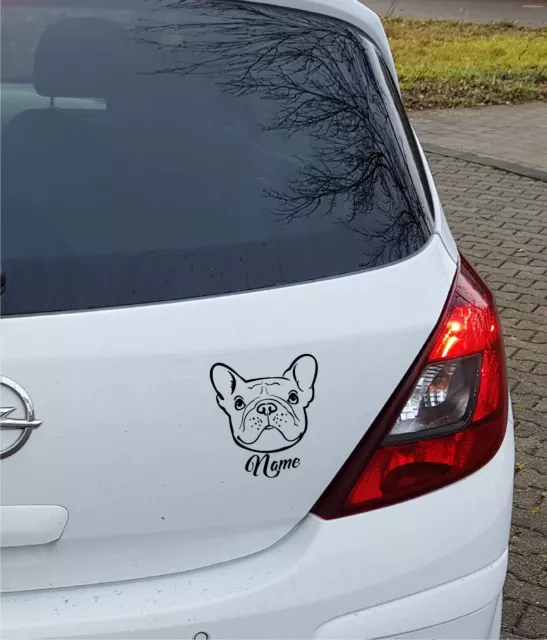 Auto Aufkleber Französische Bulldogge Wunschname Autoaufkleber Hund Kopf