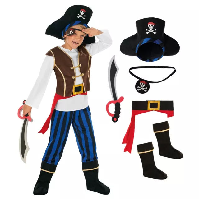 Piratenkostüm für Kinder Jungen Mädchen Pirat Kostüm Karneval Faschingskostüm