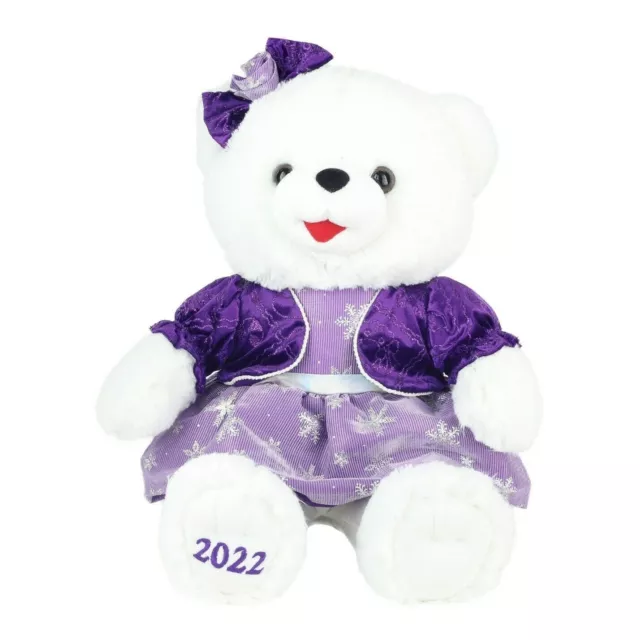 2022 WalMART CHRISTMAS Snowflake TEDDY BEAR White A Girl 20" Purple Outfit New