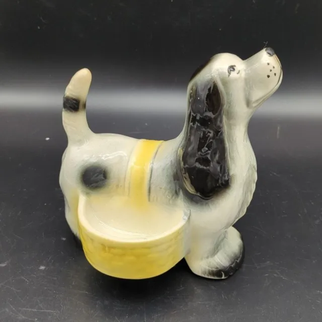 Vintage ceramic spaniel dog dresser caddy