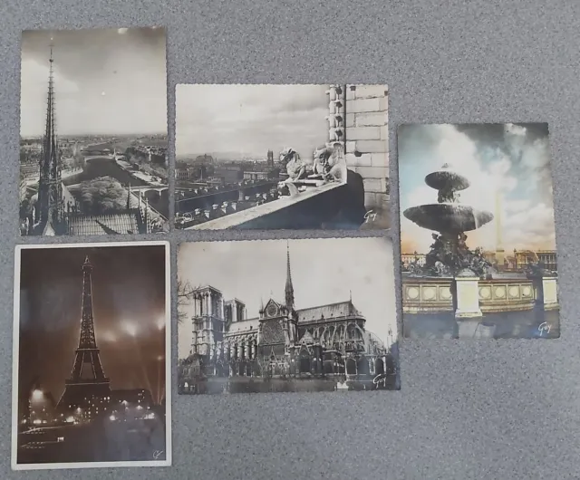 5 Vintage Postcards Paris France Letter Cards Eiffel Tower Concord Notre Dame