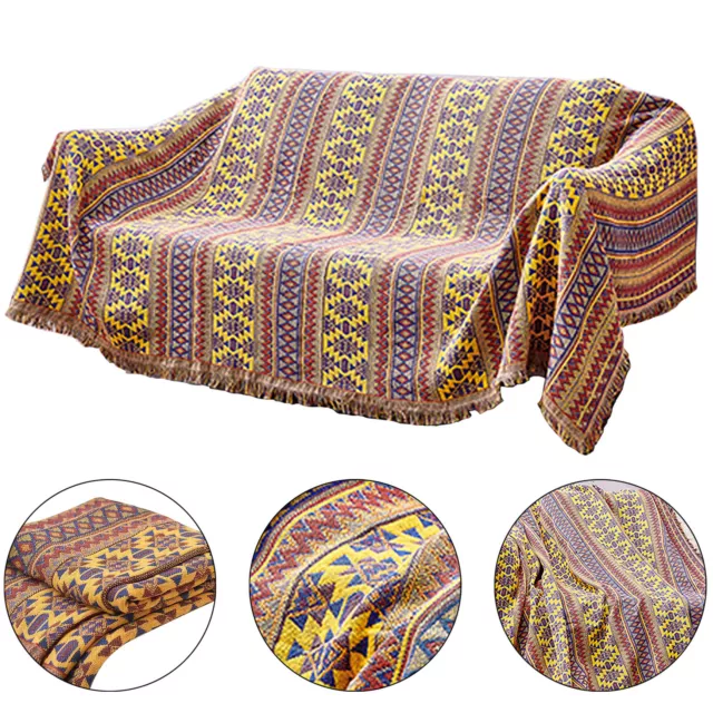 Pure Cotton Woven Bohemian Blanket Sofa Bedspread Patchwork Knitted Blanket