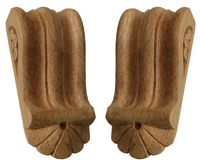 Solid Oak Wood Corbel Brackets for Regency Interiors, Matching Pair-WO559